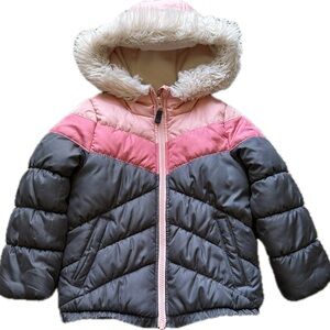 Kids Osh Kosh Bgosh water resistant fully lined jacket pink gray size 3t